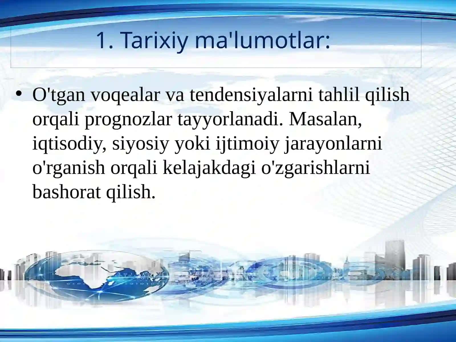 Prognozlashning axborot manbalari 2
