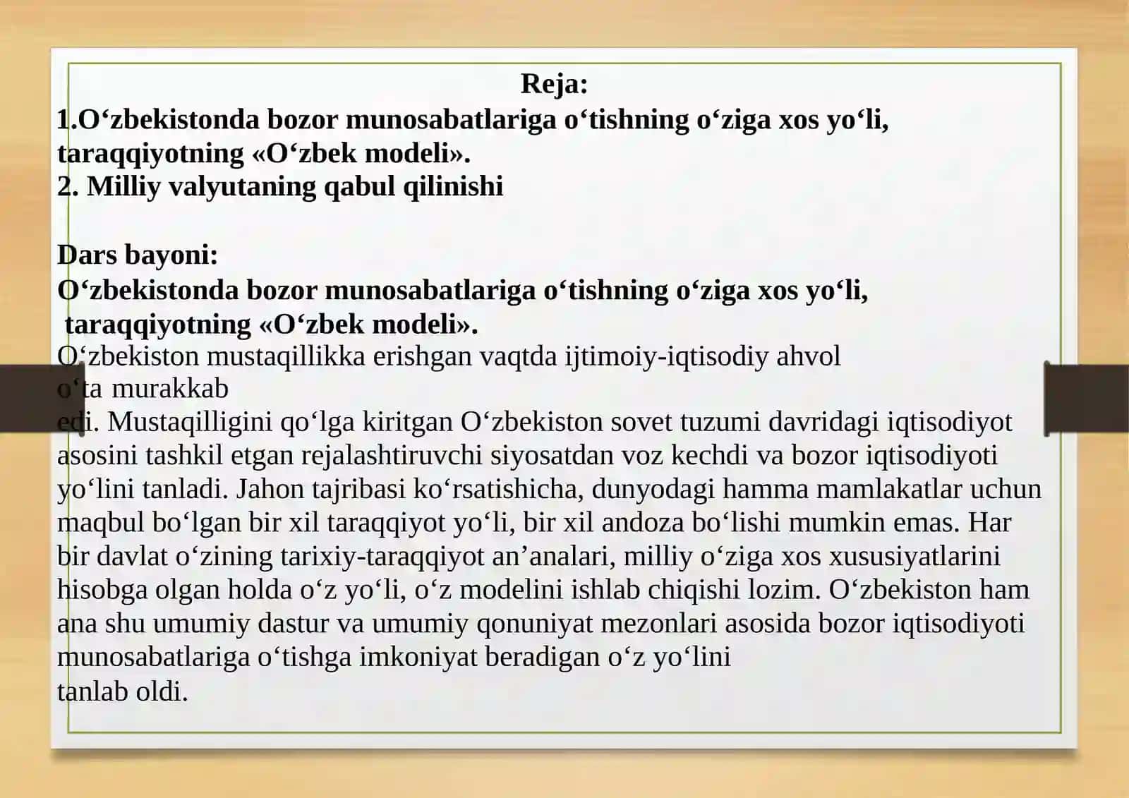 O‘zbekmodelining ishlab chiqilishi 2