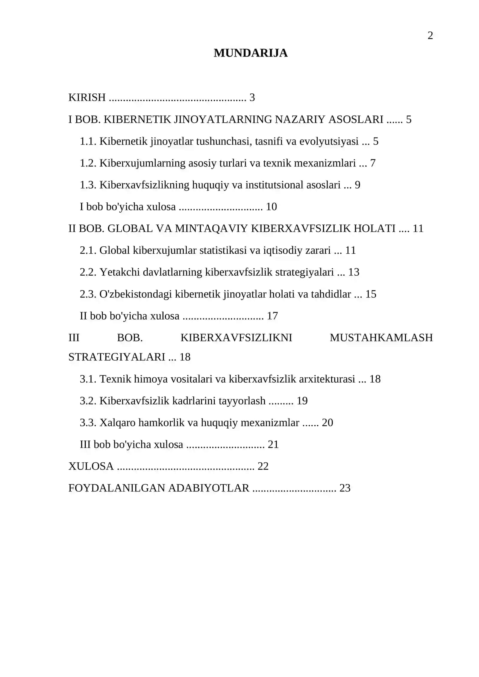 "Kibernetik jinoyatlar va ularga qarshi kurash" 2