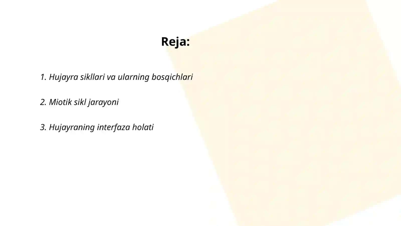 Hujayralarning miotik va hayotiy sikli 2