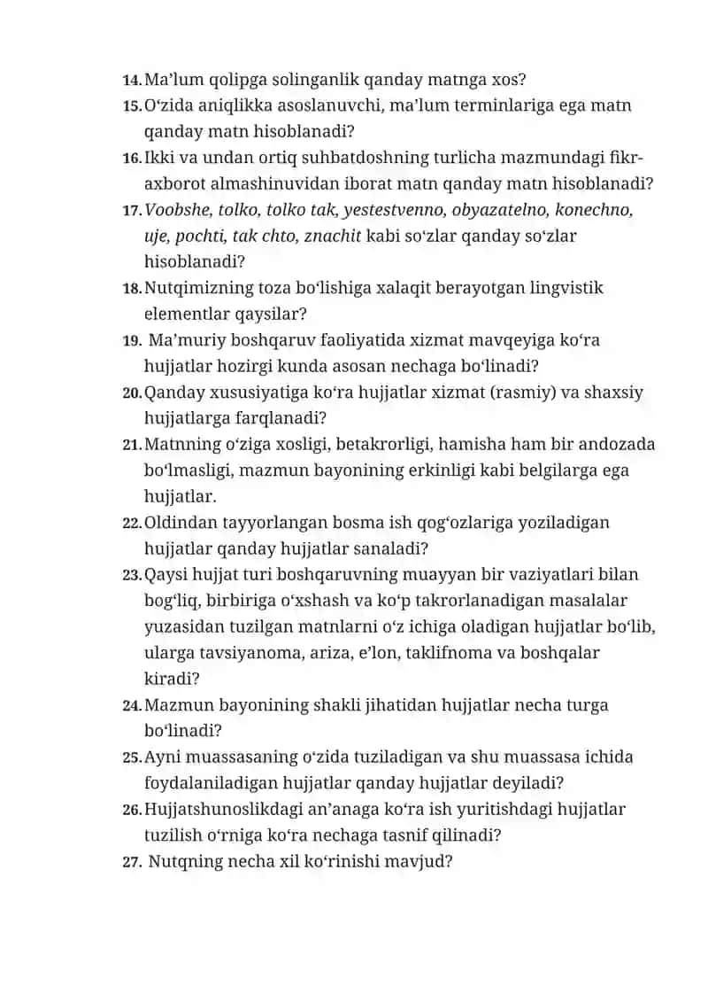 O‘zbek tili savollari 2