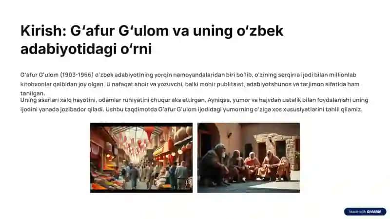 G‘afur G‘ulom ijodida yumordan foydalanish mahorati 2