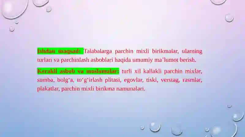 Metallarni parchinlashtexnologiyasi 2