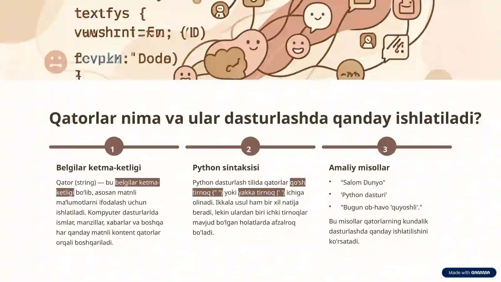 Python dasturlashda qatorlar va ular ustida amallar 2