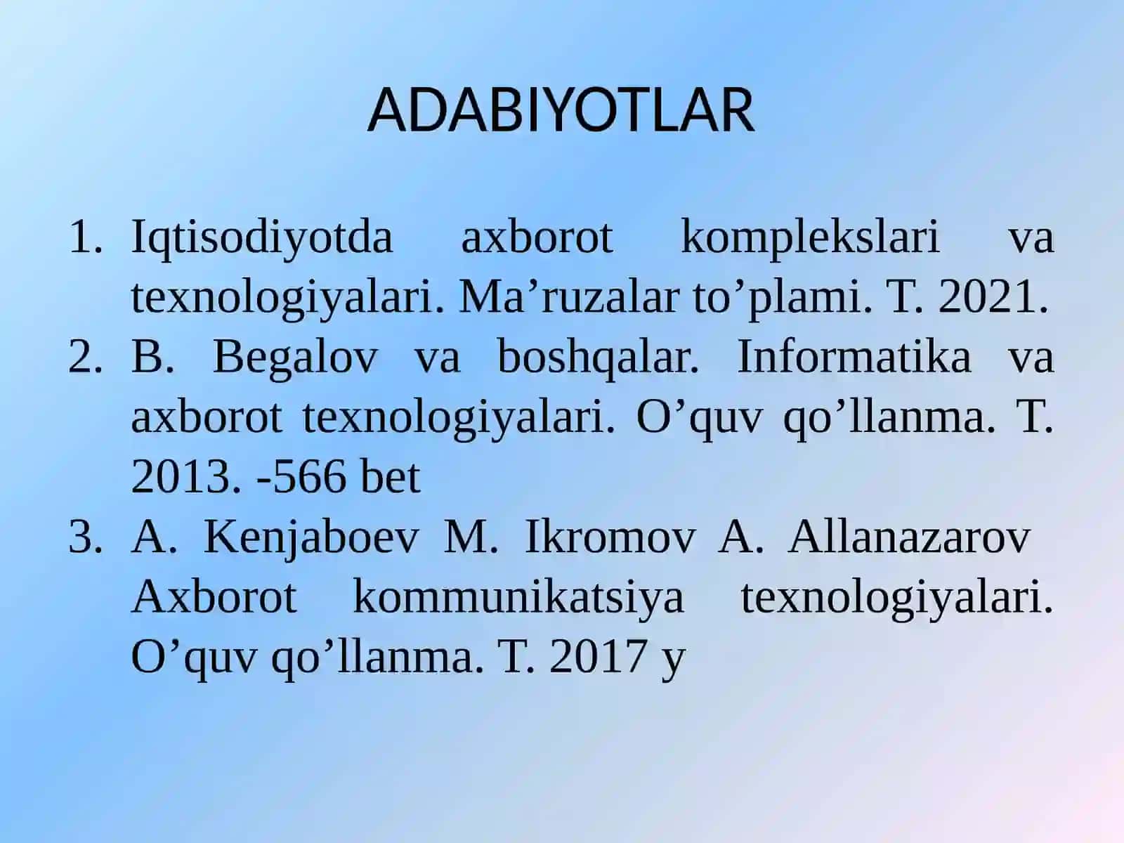 "Iqtisodiyotda informatsiya-kommunikatsiya texnologiyalari" 2