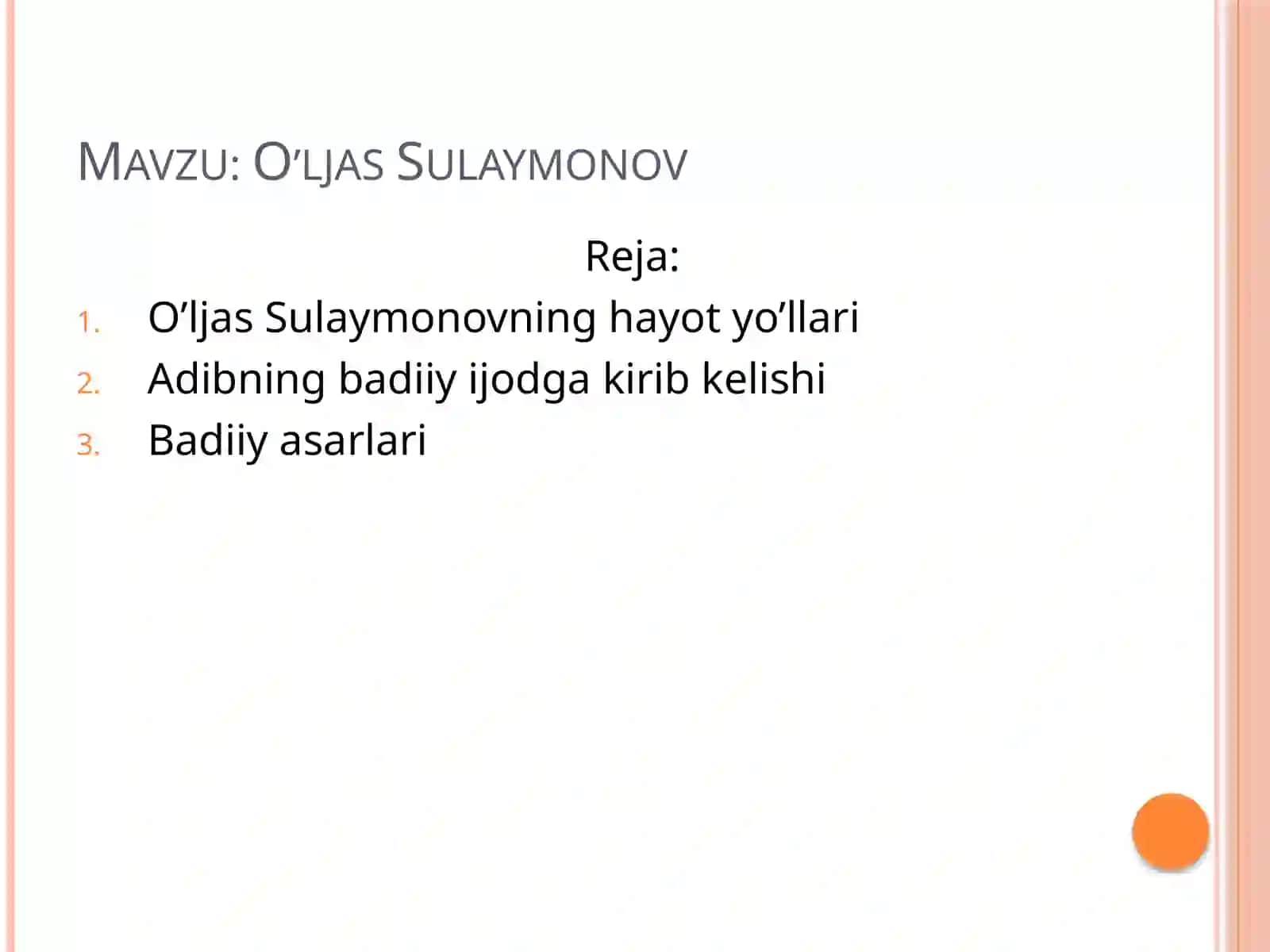O’ljas Sulaymonov hayoti va ijodi 2