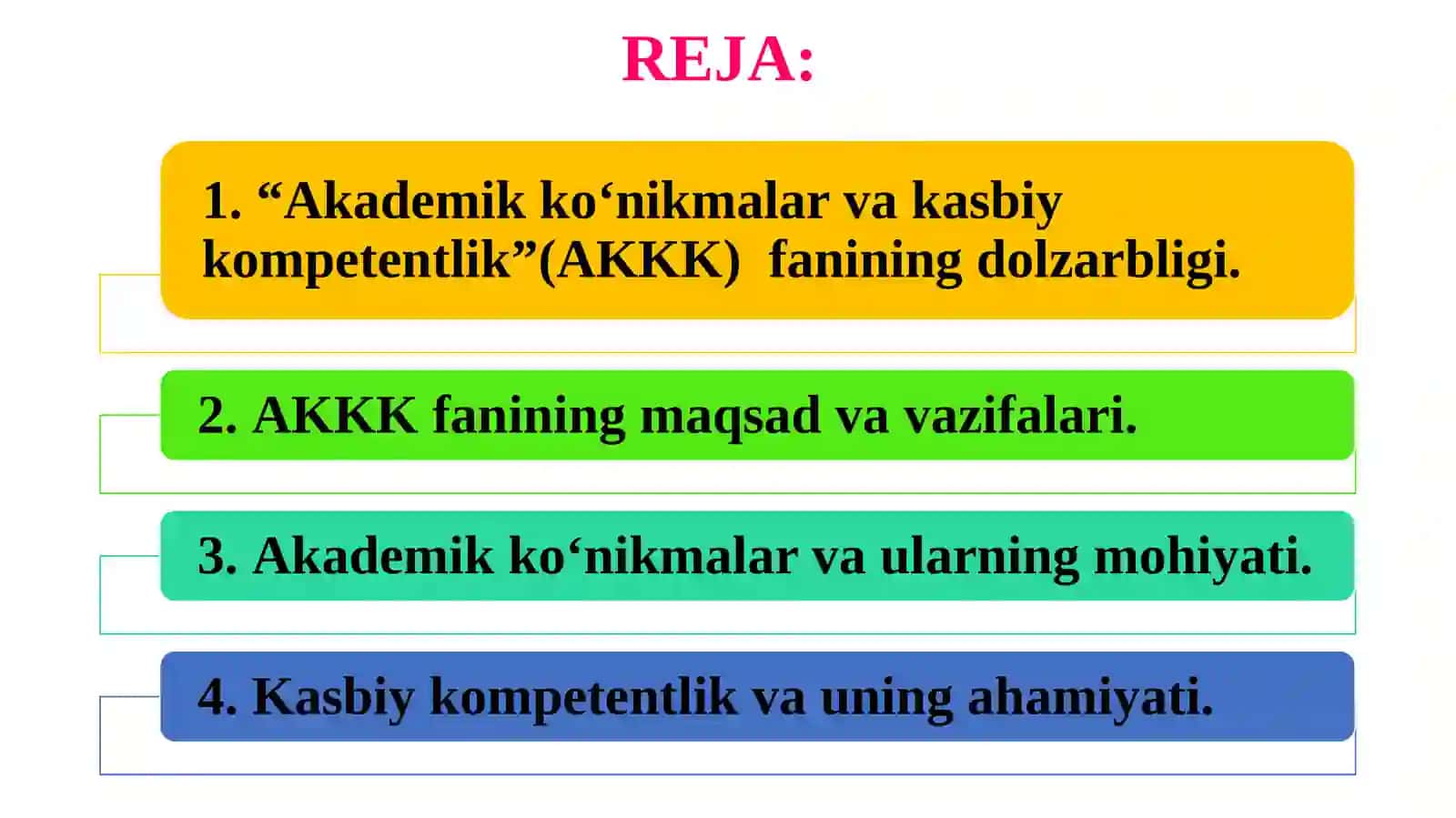 “Akademikko‘nikmalarvakasbiykompetentlikfanigakirish” 2