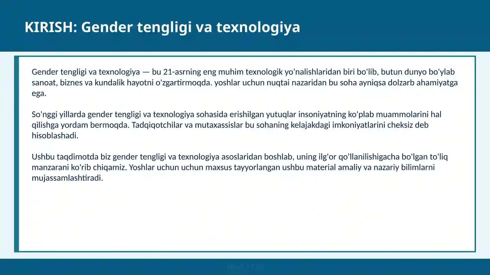 Gender tengligi va texnologiya 2