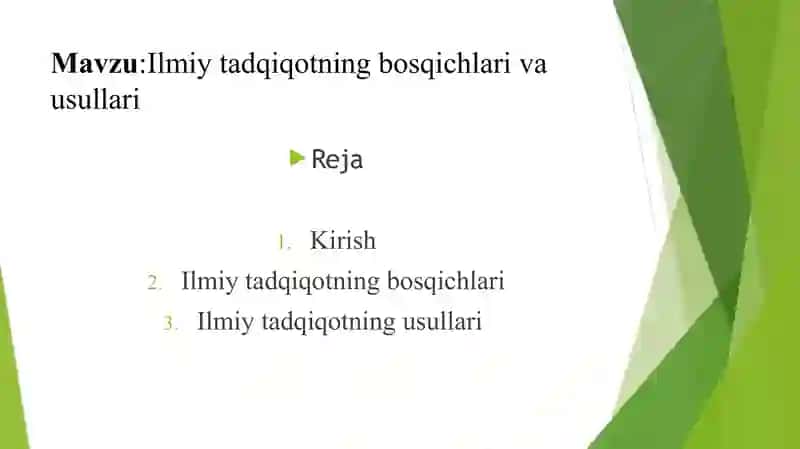 Ilmiy tadqiqotning bosqichlari va usullari 2