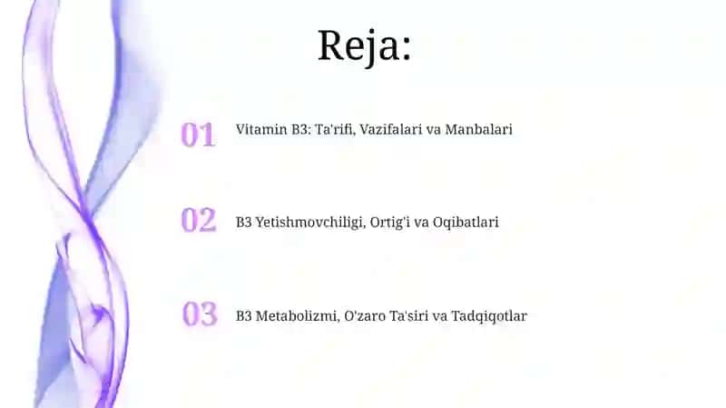 Vitamin B3: Ta'rifi, Vazifalari va Manbalari 2