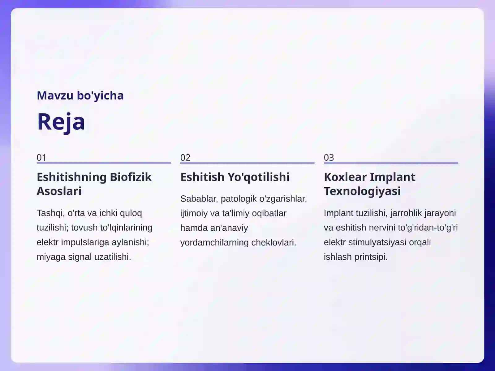 Eshitish Biofizikasi va Koxlear Implantatsiya 2