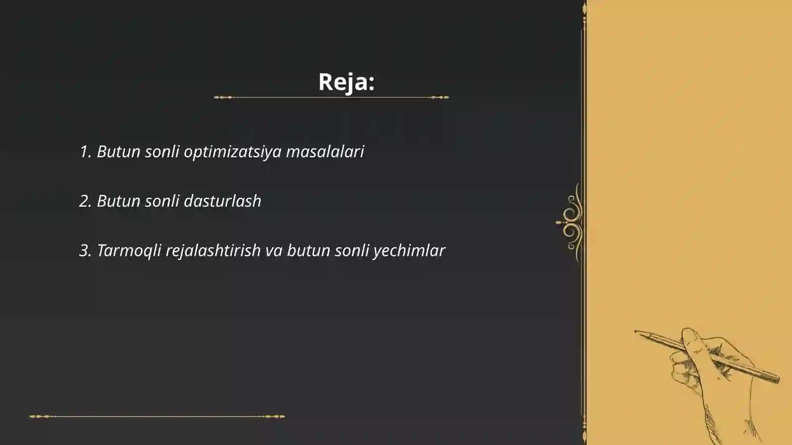 Butun sonli optimizatsiya masalalari 2