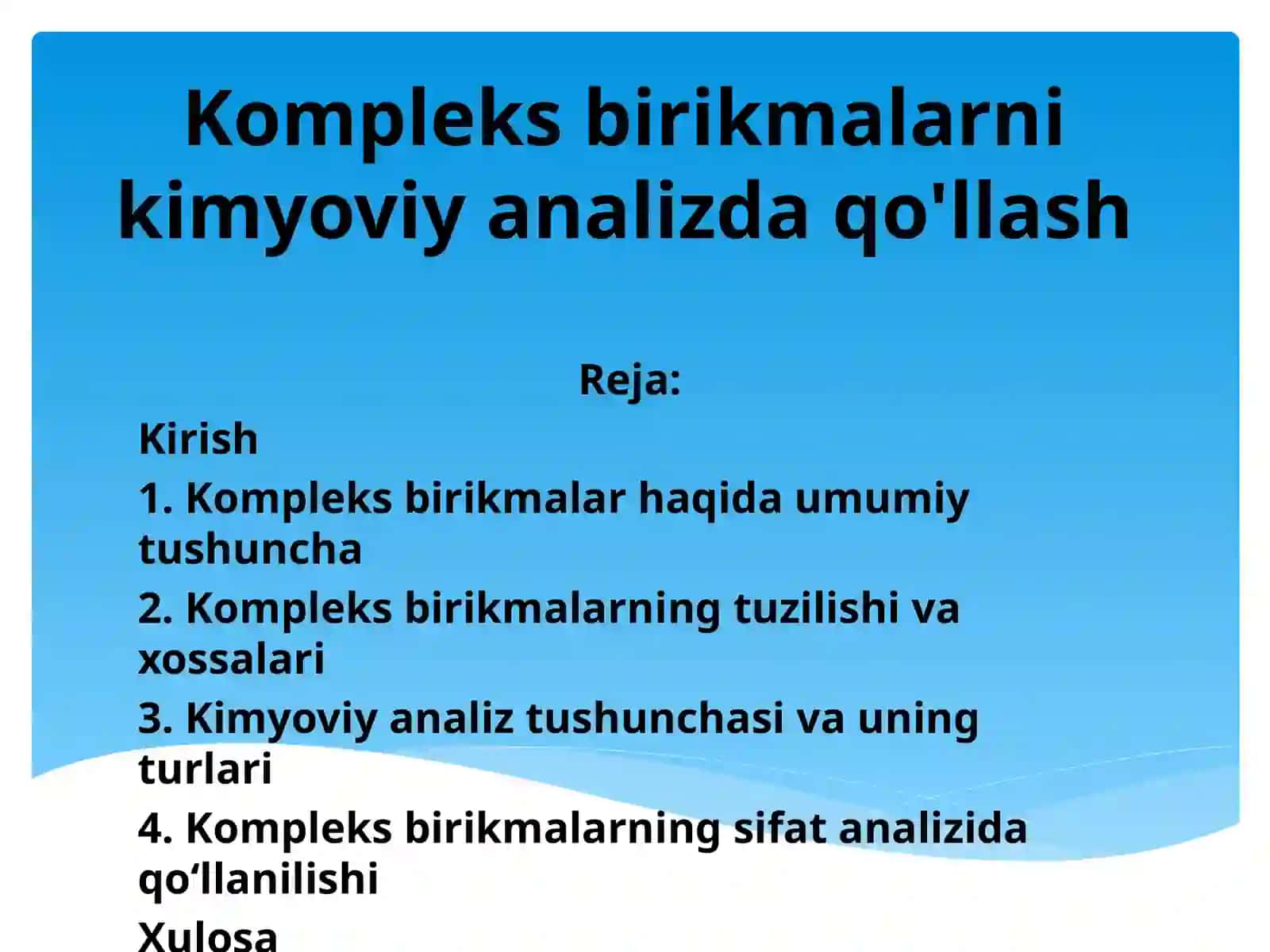 Kompleks birikmalarni kimyoviy analizda qo'llash 2