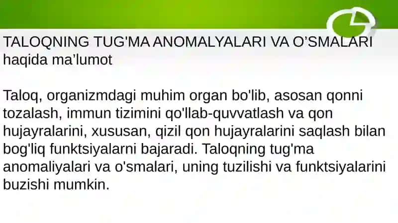 TALOQNING TUG’MA ANOMALYALARI VA O’SMALARI 2