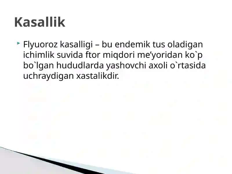 Tishqattiq to'qimalarining nokari oz flyuoroz kasalligi 2