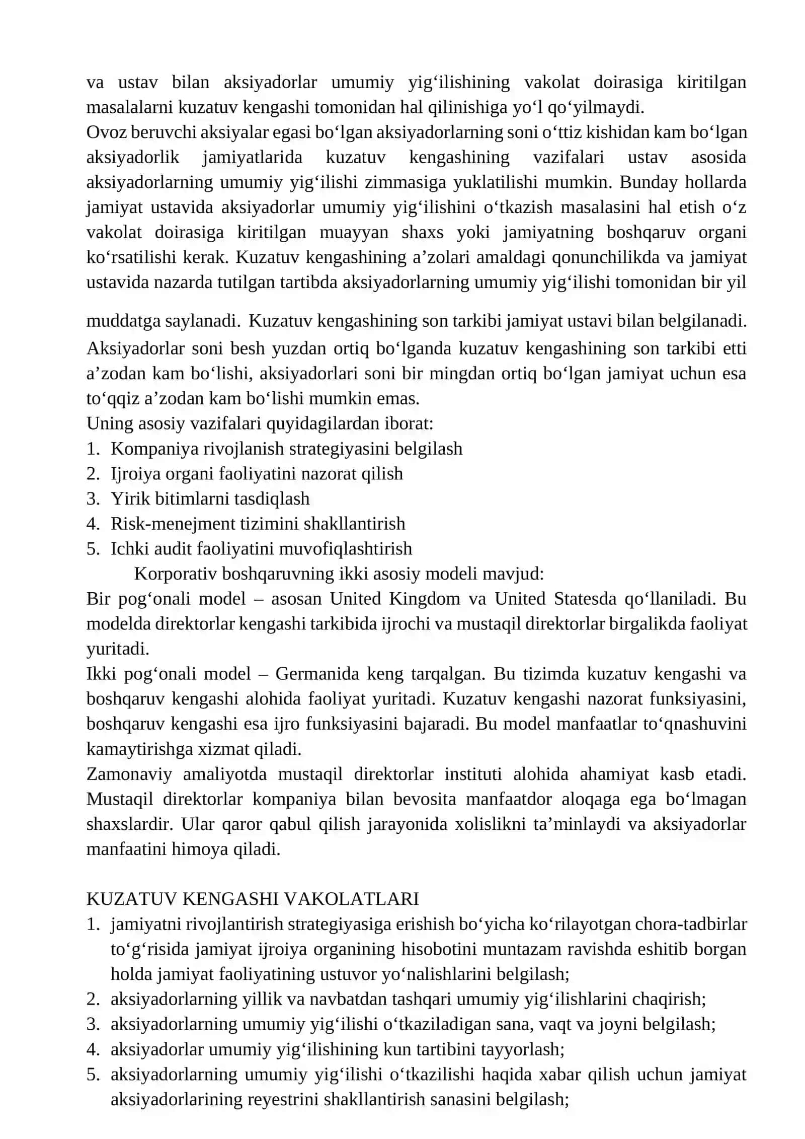 Korporativ boshqaruv organlari faoliyati 2