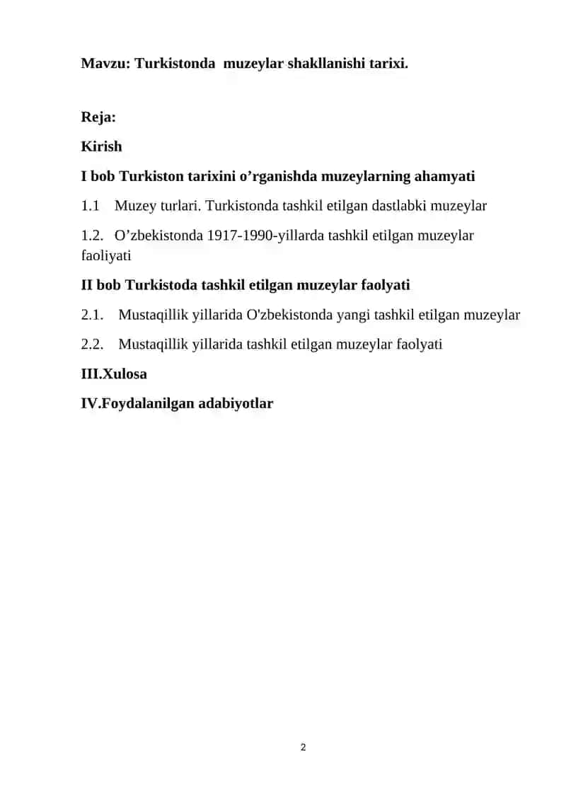 Turkistonda muzeylar shakllanishi tarixi 2