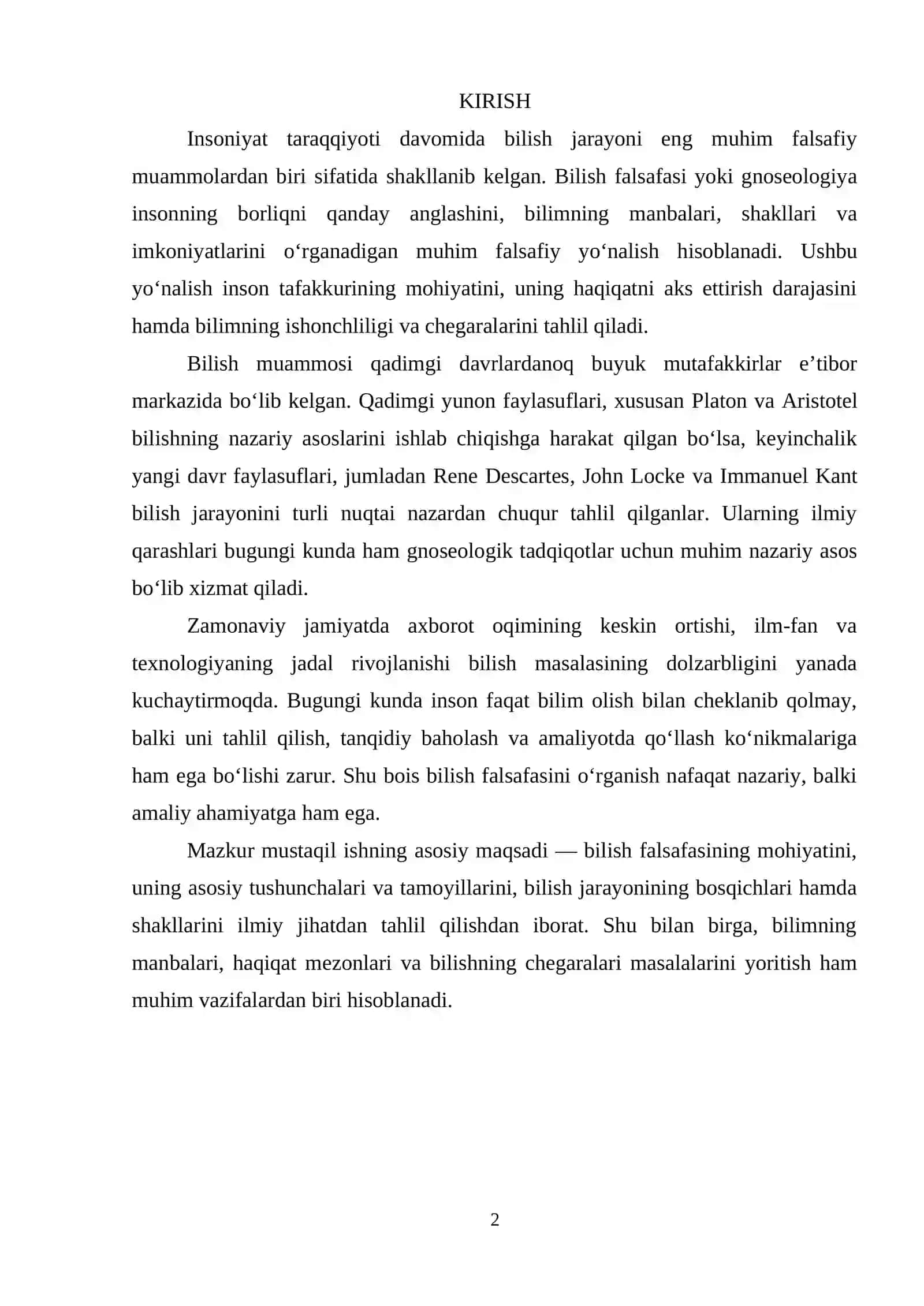 BILISH FALSAFASI 2