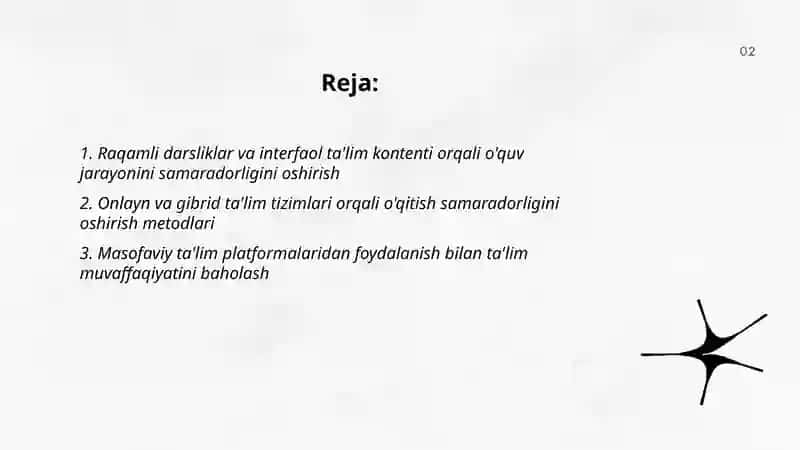 Raqamli darsliklar va interfaol ta'lim kontenti orqali o'quv jarayonini samaradorligini oshirish 2