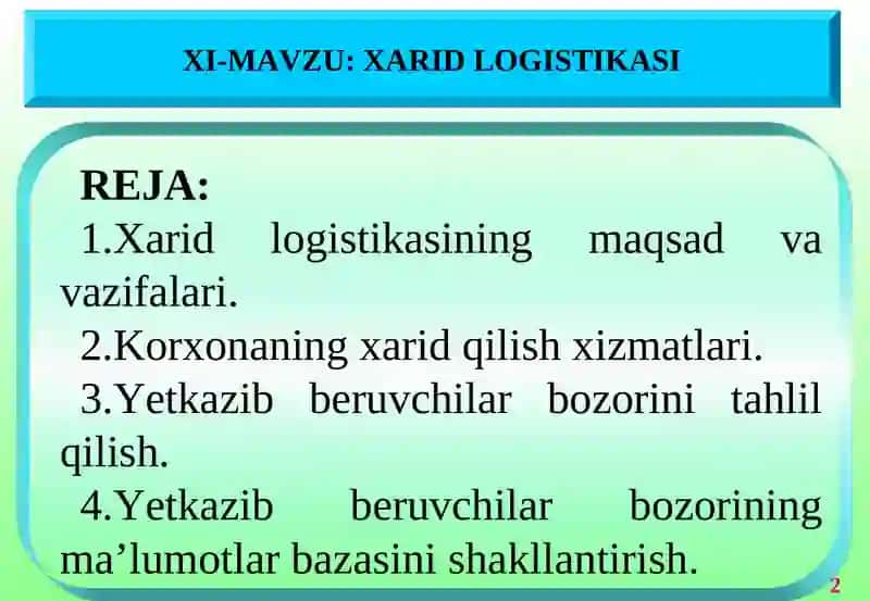 Xarid logistikasi 2