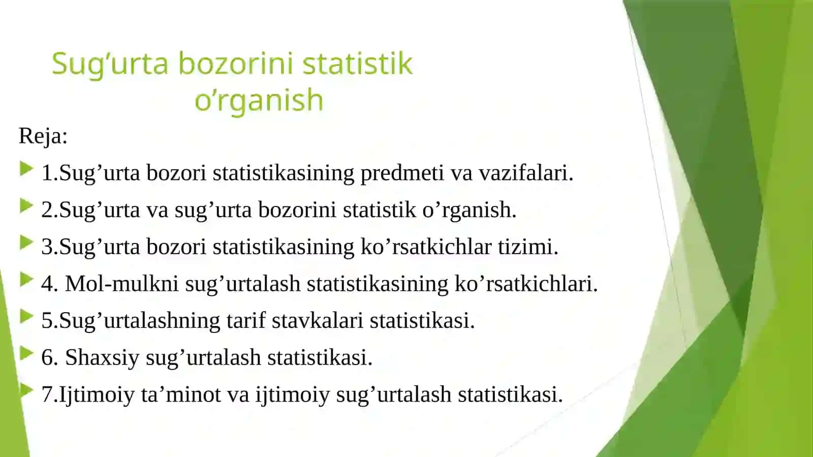 Sug’urta bozorini statistiko’rganish 2