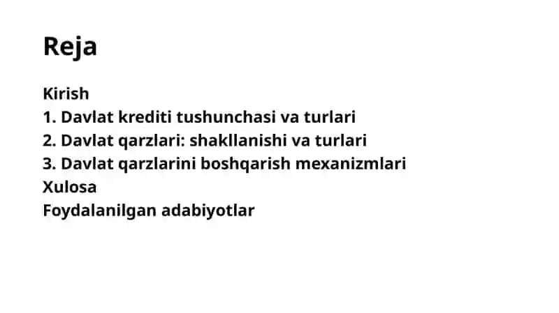 Davlat kriditi va davlat qarzlarini boshqarish 2
