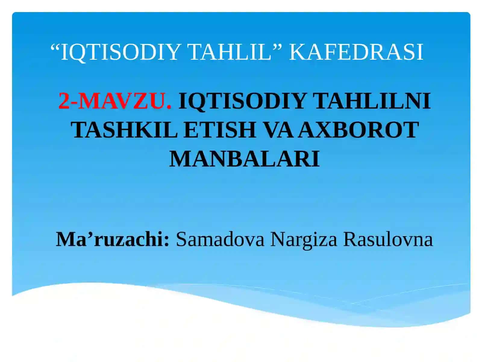 IQTISODIY TAHLIL 2