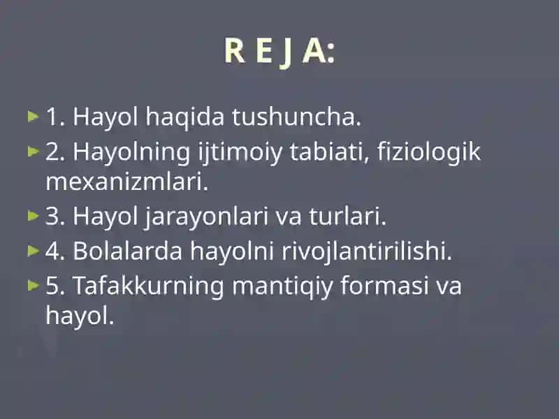 Hayol haqida tushuncha 2