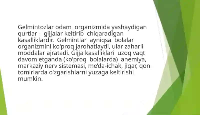 Gelmintozlar va ularning to'g'risida 2