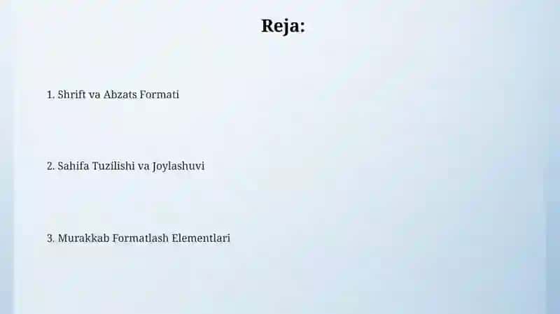 Matn va sahifa maketini formatlash 2