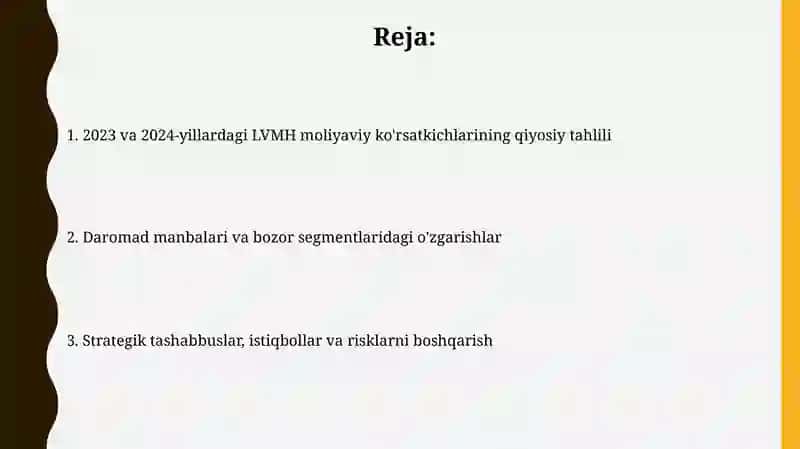 LVMH ning 2023 vs 2024 yildagi xisobotlari 2