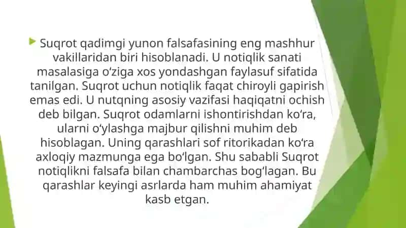 Suqrotning notiqlik san’ati haqida qarashlari 2