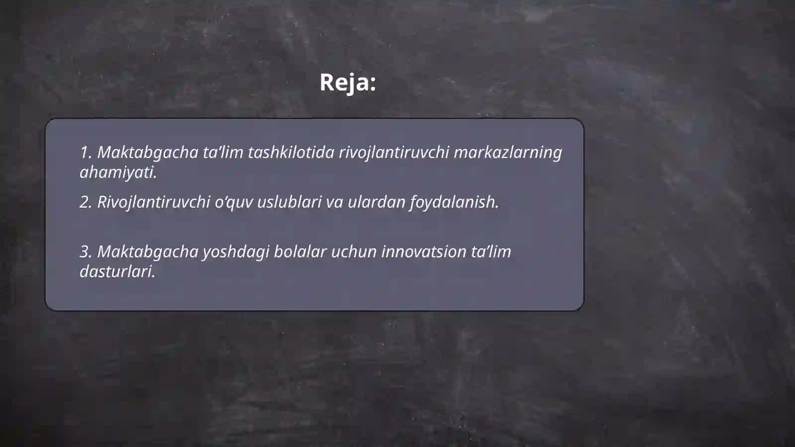 Maktabgacha taʼlim tashkilotida rivojlantiruvchi markazlari tashkil etish 2