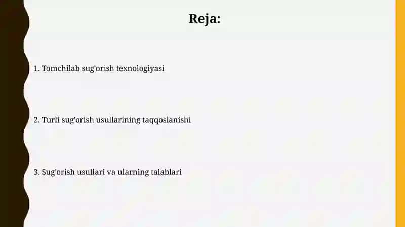 Tomchilab sug'orish texnologiyasi 2