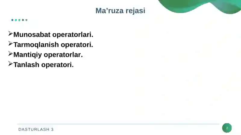 Munosabat va tarmoqlanish operatorlari. If va switch-case operatorlari 2