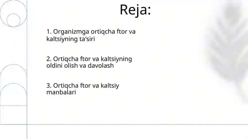Miroelementozlar.Ftor Kalsiy miqdorlarini oshib ketishi 2