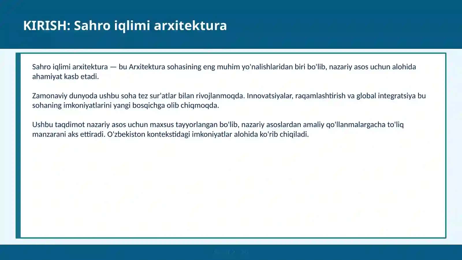 Sahro Iqlimi Arxitektura 2
