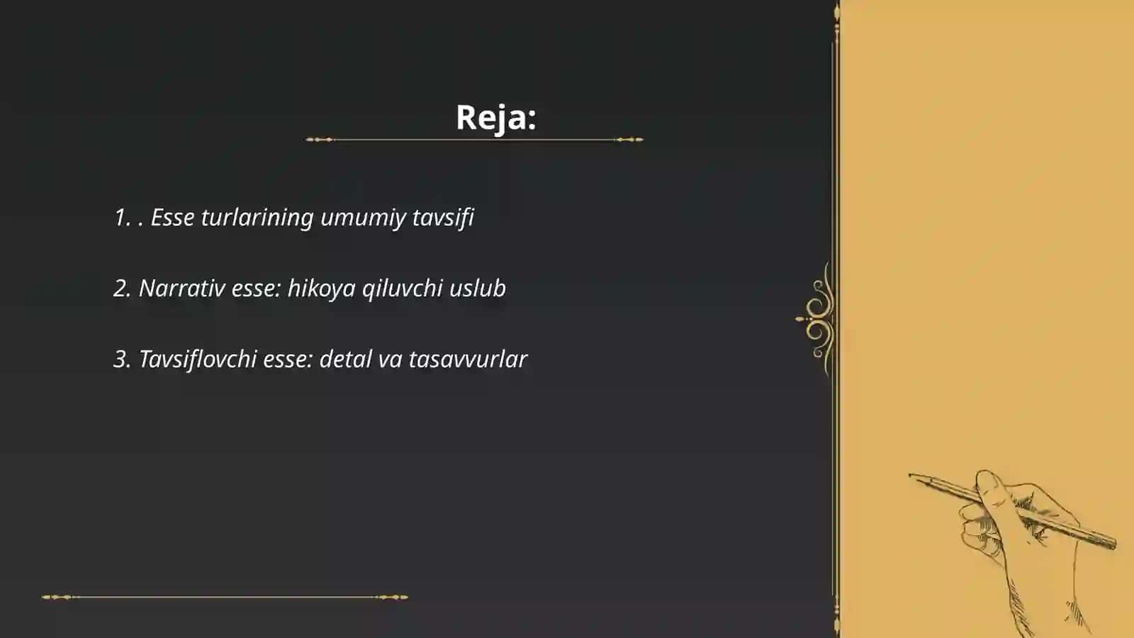 Esse turlari haqida taqdimot 2