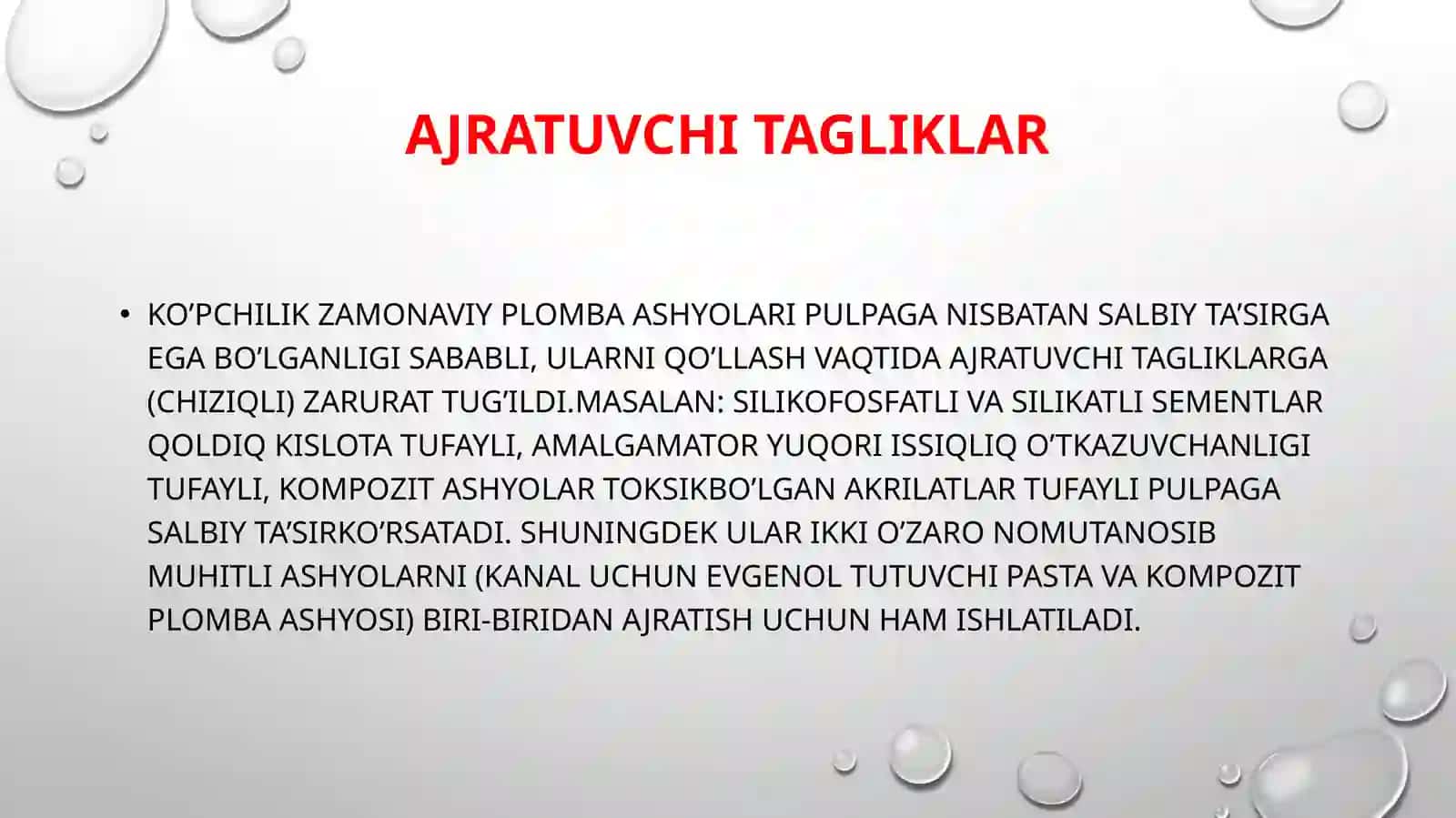 Davolovchi va ajratuvchi tagliklar 2
