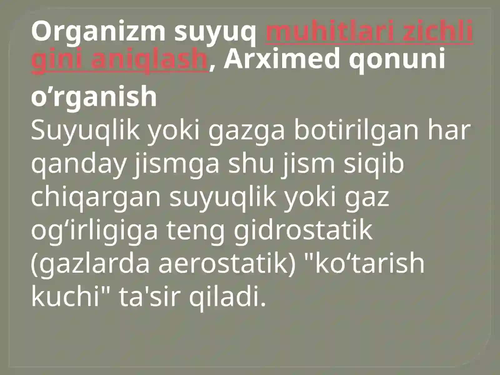 Organizm suyuq muhitlar zichligini aniqlash 2