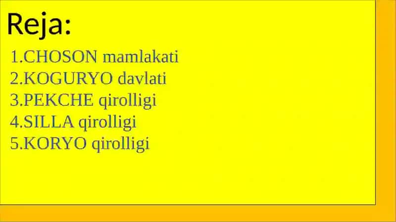 Koreya o`rta asrlarda 2