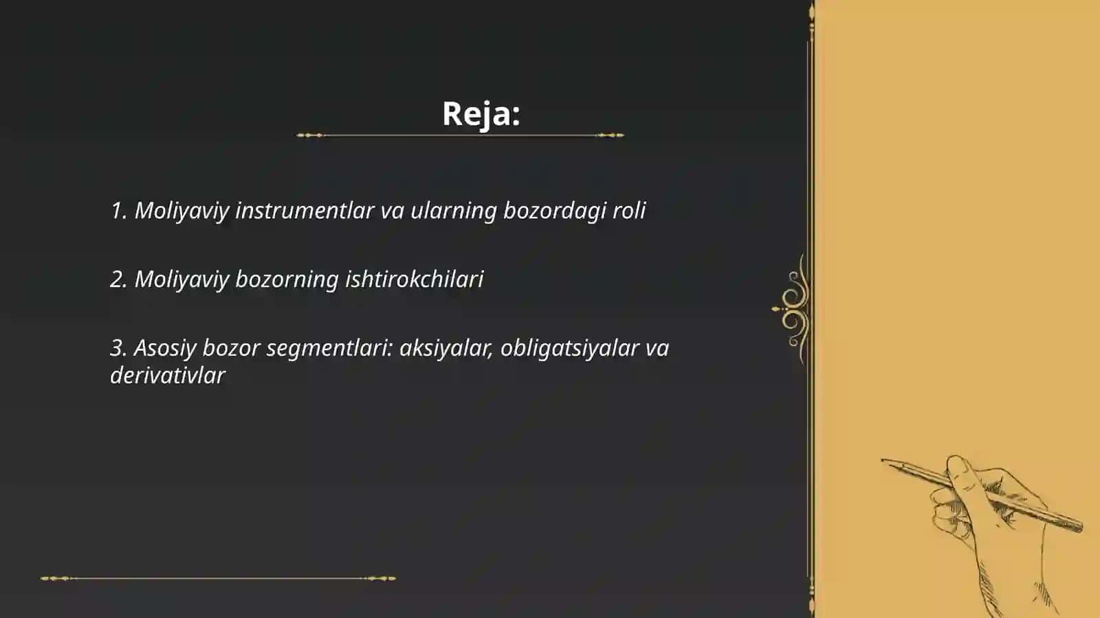 Moliya bozori tahlilining tashkiliy xususiyatlari 2