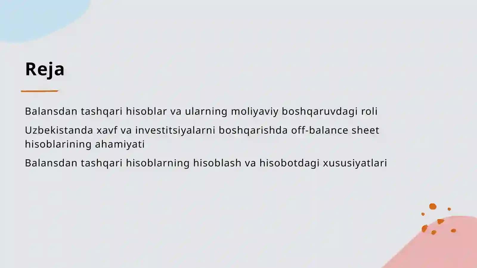 Balansdan tashqari schyotlar 2