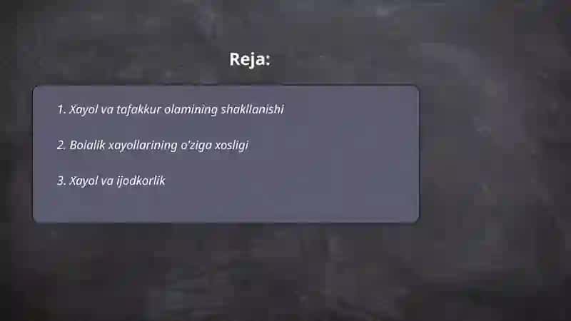 Xayolning rivojlanishi 2