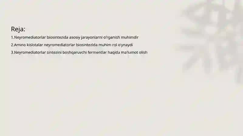 Neyromediatorlar biosintezi 2
