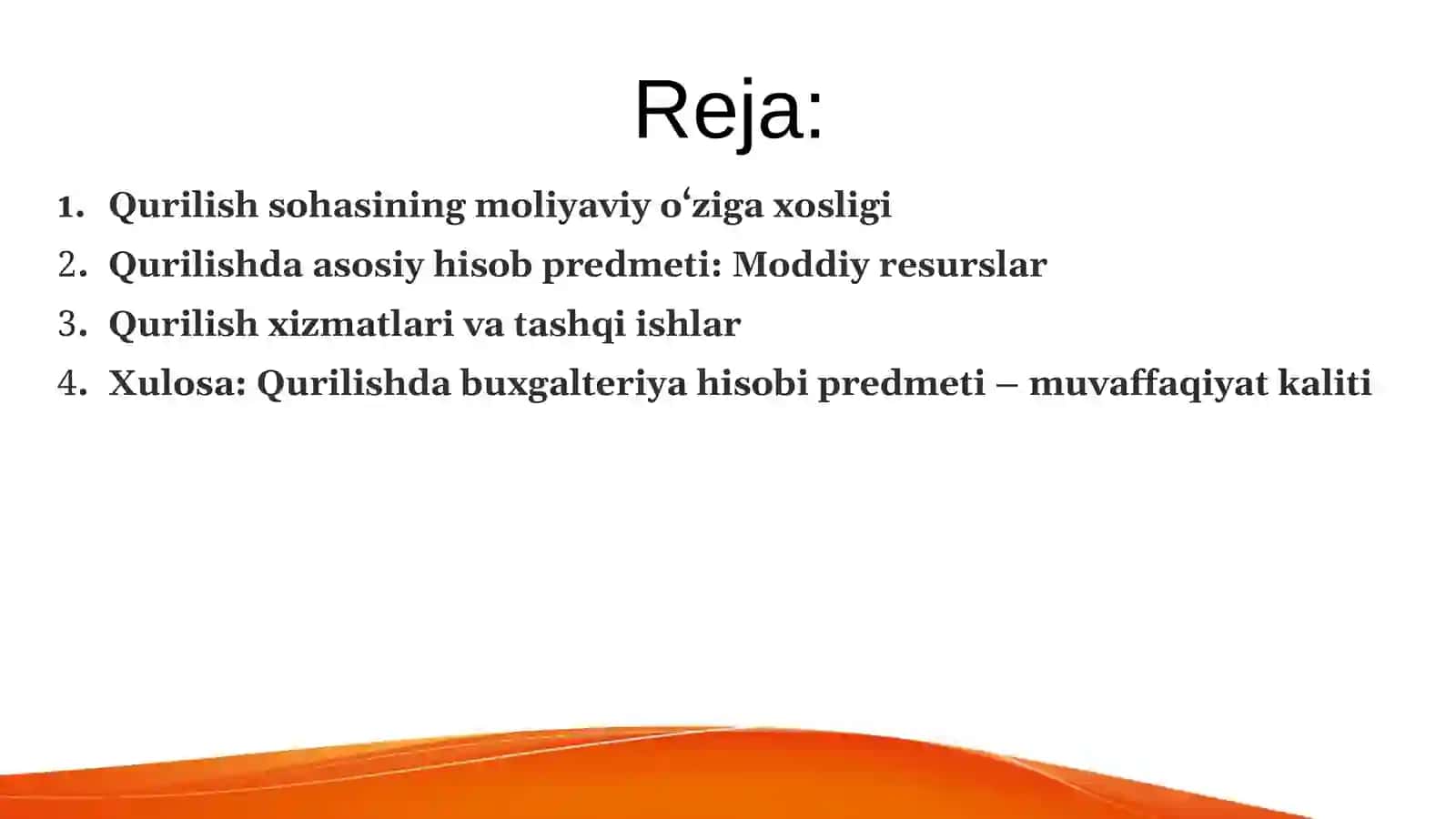 Qurilish tashkilotlarida buxgalteriya hisobi predmeti 2