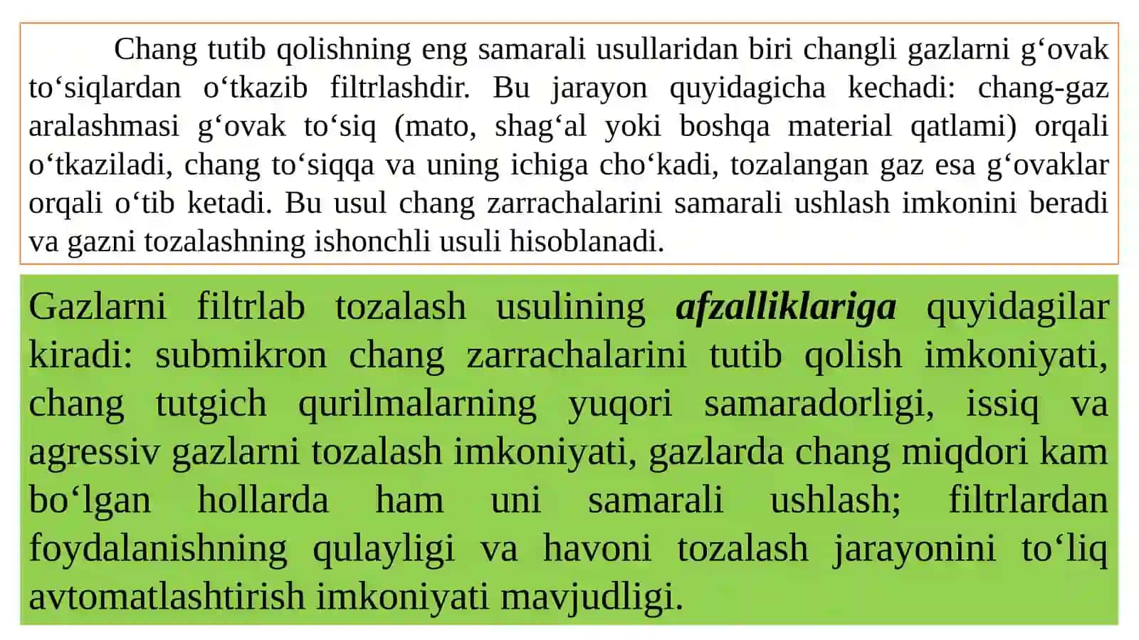 FILTRLASH ORQALI CHANGNI USHLASH 2