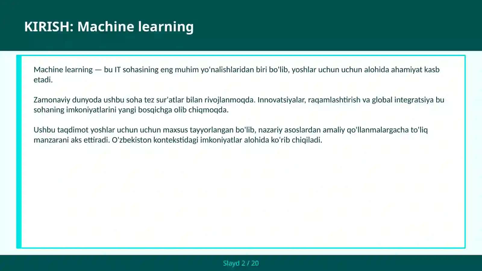 MACHINE LEARNING 2