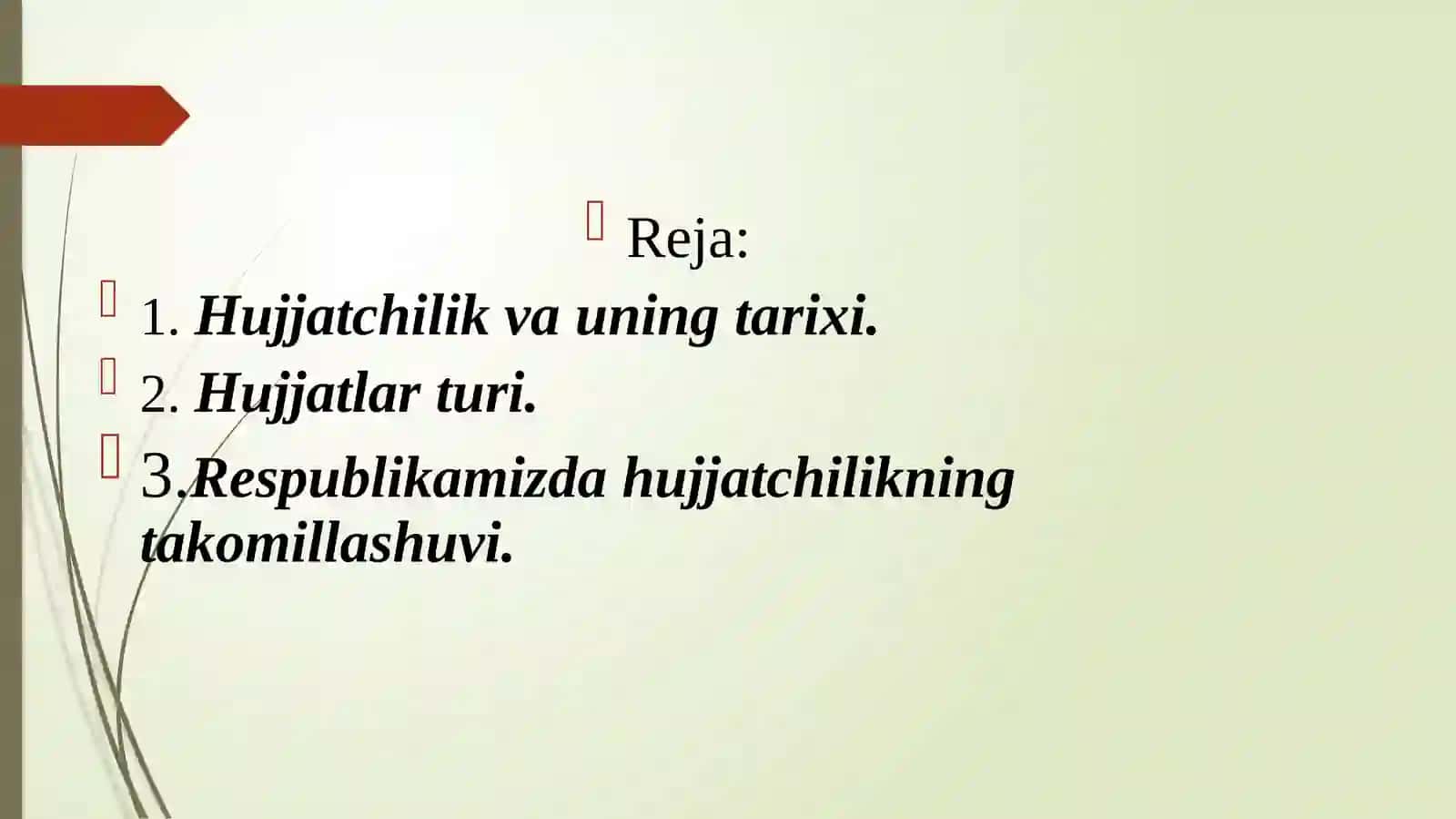 Davlat tilida ish yuritish fanidan taqdimoti 2