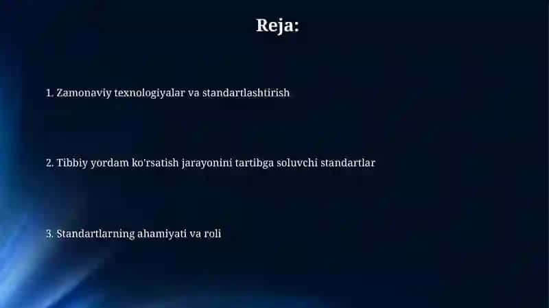 Tibbiy yordam ko'rsatish standartlari 2